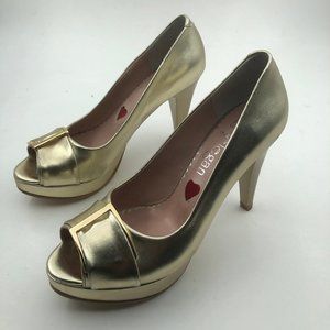 Elegan Golden Leather Handmade High Heels - 9.5 Inch - Opulent Elegance